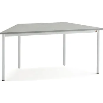 Jídelní stůl Stůl SONITUS TRAPETS, 1600x800x720 mm, bílé nohy, deska s linoleem, šedá