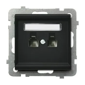 Elektrická zásuvka Telefonní zásuvka nástěnná Ospel černá