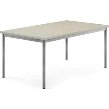 Jídelní stůl Stůl SONITUS, 1400x800x600 mm, stříbrné nohy, deska s linoleem, šedá