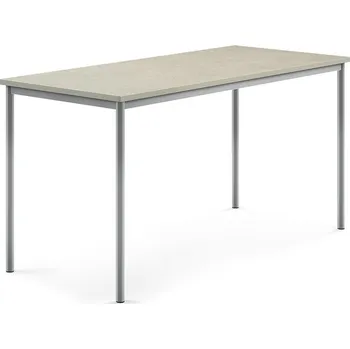 Jídelní stůl Stůl SONITUS, 1800x800x900 mm, stříbrné nohy, deska s linoleem, šedá