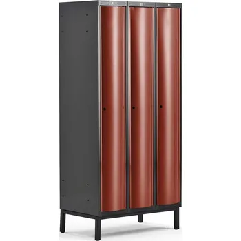 Šatní skříň Šatní skříňka CURVE, 3 sekce, 1940x900x550 mm, nohy, červené dveře