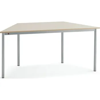 Jídelní stůl Stůl BORÅS TRAPETS, 1600x800x720 mm, stříbrné nohy, HPL deska, bříza