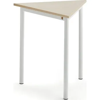 Psací stůl Stůl SONITUS TRIANGEL, 700x700x720 mm, bílé nohy, HPL deska tlumící hluk, bříza