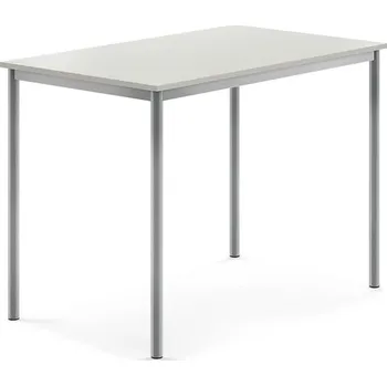 Jídelní stůl Stůl SONITUS, 1200x800x900 mm, stříbrné nohy, HPL deska tlumící hluk, šedá