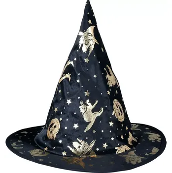 Karnevalový doplněk Čarodějnický klobouk se zlatými obrázky