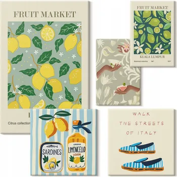 Obraz Sada obrazů na plátně Ovocné vintage inspirace 5 kusů