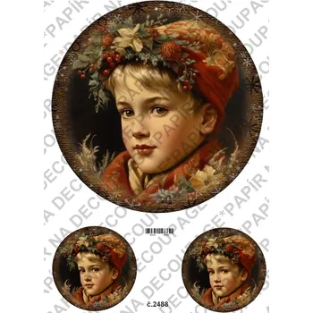 Umělecký papír Rýžový a soft papír na decoupage - Viktoríánské děti, vánoce - KB2488 Materiál: Soft, Rozměr: A4