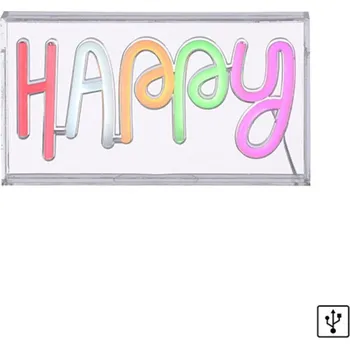 Lampička Just Light Lampa stolní Neon LED Happy USB 6,5W vícebarevné