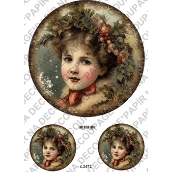Umělecký papír Rýžový a soft papír na decoupage - Viktoríánské děti, vánoce - KB2472 Materiál: Soft, Rozměr: A4