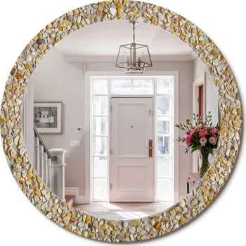 Zrcadlo Zrcadlo s potiskem do koupelny, kuchyně, předsíně, teraco vzor, průměr 80 cm