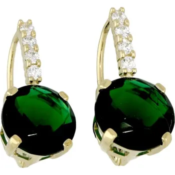 Náušnice Goldstore Zlaté luxusní náušnice smaragd a zirkony Váha: 3.82 g