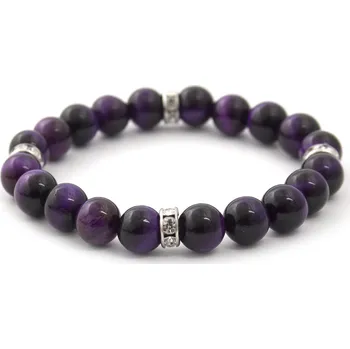 Náramek AGATO Minerální korálkový náramek z fialového tygřího oka MINK121/17