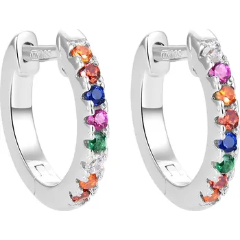 Náušnice AGATO Kruhové stříbrné náušnice s barevnými zirkony AGUC2578D