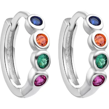 Náušnice AGATO Krásné kruhové stříbrné náušnice s barevnými zirkony AGT-E248KC