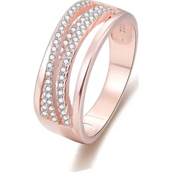 Prsten AGATO Růžově pozlacený prsten se zirkony AGG340-ROSE Velikost: 50 (3,9 g)