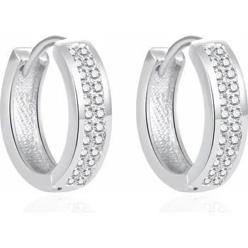 Náušnice AGATO Půvabné stříbrné kruhy se zirkony AGT-E059KW