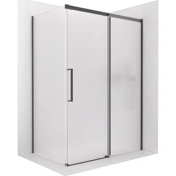 CERANO - Sprchový kout Lantono - pravá - 8 mm - Soft-Close - černá matná, mléčné sklo - 160x90 cm - posuvný