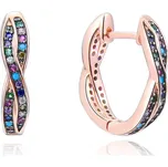 AGATO Originální pozlacené náušnice s barevnými zirkony AGUC2252-ROSE