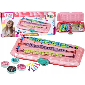 kreativní sada Sada na výrobu náramků Gumičky Korálky Krabička Růžová