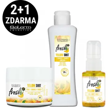 Kosmetická sada Akce 2+1 Zdarma! Salerm Biokera Yellow Shot kosmetická sada pro poškozené vlasy (+ dárek Salerm Biokera Yellow Shot šampón pro poškozené vlasy 300 ml)