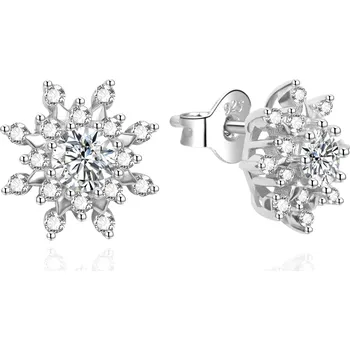 Náušnice AGATO Elegantní stříbrné náušnice s květinou AGT-E008PW