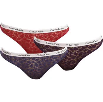 Kalhotky Krajkové brazilky 3-pack - QD3925E - W5G - Mix barev - Calvin Klein Barva: Mix barev, Velikost: XS