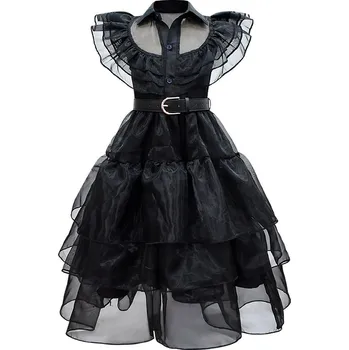 Dámské šaty Wednesday šaty s páskem Velikost: XXS (104-110)