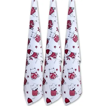 Utěrka Svitap Vánoční utěrky 50x70 Kočky s norským vzorem 3ks Červená