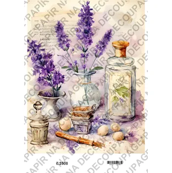 Umělecký papír Rýžový a soft papír na decoupage - Levandule vintage - KB2508 Materiál: Soft, Rozměr: A4