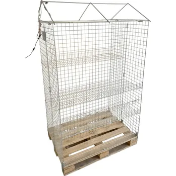 Dílenský regál Prodejní drátěný kovový stojan se stříškou a LED osvětlením, pozink, 192x120x80 cm