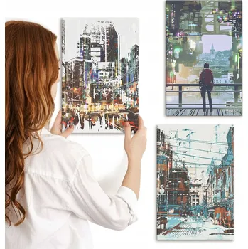 Obraz Sada obrazů Galerie obrazů Moderní města barevné postavy 3x 20x30 cm