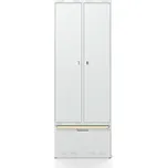 Šatní skříňka FORCE, 2 sekce, zásuvka s lavicí, 2190x800x550 mm, šedá