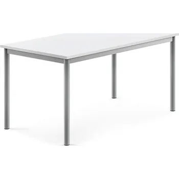 Jídelní stůl Stůl BORÅS, 1200x700x600 mm, stříbrné nohy, HPL deska, bílá