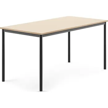 Jídelní stůl Stůl SONITUS, 1600x800x760 mm, antracitově šedé nohy, HPL deska tlumící hluk, bříza