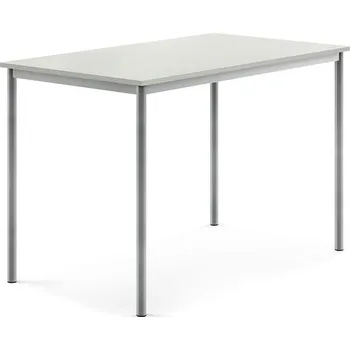 Jídelní stůl Stůl SONITUS, 1400x800x900 mm, stříbrné nohy, HPL deska tlumící hluk, šedá