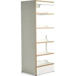 Regál na knihy STORY, přídavný, oboustranný, 1920x723x585 mm, 5 polic, bílá