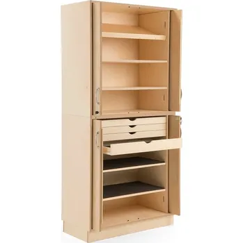 Skříňka na nářadí Dílenská skříň, s policemi a zásuvkami, 2100x1000x490 mm, bříza