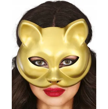 Karnevalová maska Maska kočka zlatá KOT štěstí maneki neko