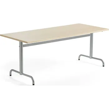 Jídelní stůl Stůl PLURAL, 1800x800x720 mm, akustická HPL deska, bříza, stříbrná