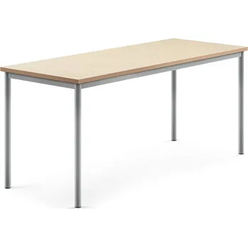 Jídelní stůl Stůl SONITUS, 1800x700x760 mm, stříbrné nohy, deska s linoleem, béžová