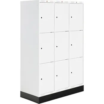 Šatní skříň Šatní skříňka ROZ, 3 sekce, 9 boxů, se soklem, 1890x1200x550 mm, bílá