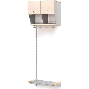 Věšák Šatní stěna JEPPE, přídavná sekce, 2 boxy, 1790x600x310 mm, bříza/stříbrná