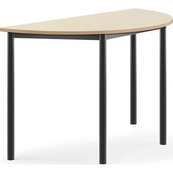 Jídelní stůl Stůl BORÅS, půlkruh, 1200x600x720 mm, antracitově šedé nohy, HPL deska, bříza