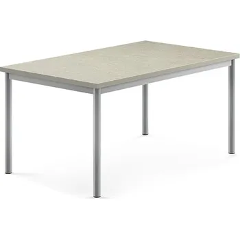 Jídelní stůl Stůl SONITUS, 1200x800x600 mm, stříbrné nohy, deska s linoleem, šedá