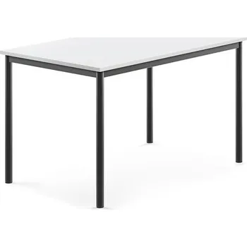 Jídelní stůl Stůl SONITUS, 1200x800x720 mm, antracitově šedé nohy, HPL deska tlumící hluk, bílá