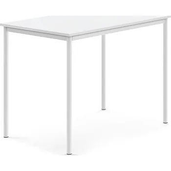 Jídelní stůl Stůl SONITUS, 1200x800x900 mm, bílé nohy, HPL deska tlumící hluk, bílá