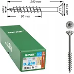 Šroub Spax z nerezové oceli A2, 8,0 x 240 mm, 50 ks