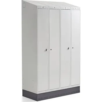 Šatní skříň Šatní skříňka CLASSIC COMBO, 2 sekce, 4 boxy, 2050x1200x550 mm, sokl, šedé dveře