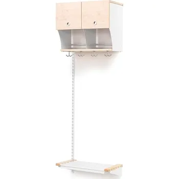 Věšák Šatní stěna JEPPE, přídavná sekce, 2 boxy, 1790x600x310 mm, bříza/bílá