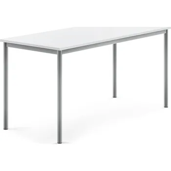 Jídelní stůl Stůl BORÅS, 1600x700x760 mm, stříbrné nohy, HPL deska, bílá